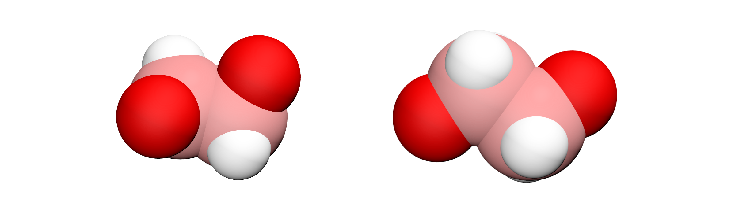 Illustration of the gauche (left) and trans (right) states of the PEG polymer.