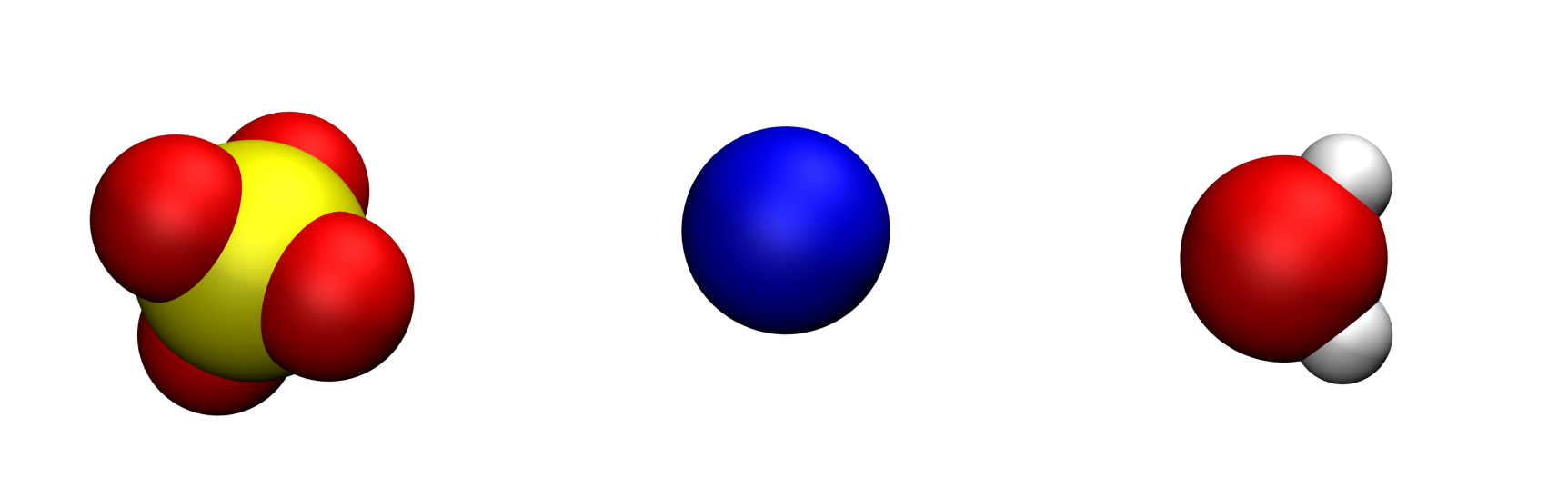 Gromacs tutorial : Initial water molecule, sodium, and sulfide ions.